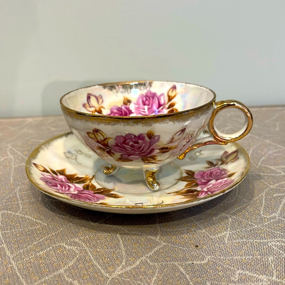 Floral ! China Teacup and Saucer